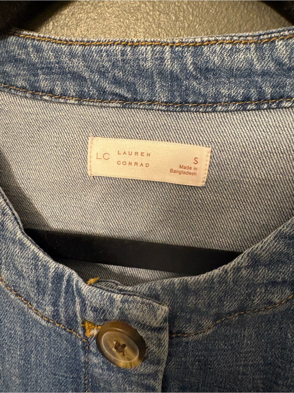 LC Lauren Conrad Light Blue Denim Button-Front Vest - Picture 3 of 6